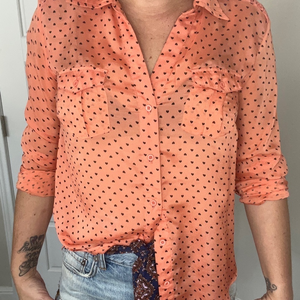 Vintage BUFFALO Sheer Heart Crochet 90s Blouse - Picture 4 of 10